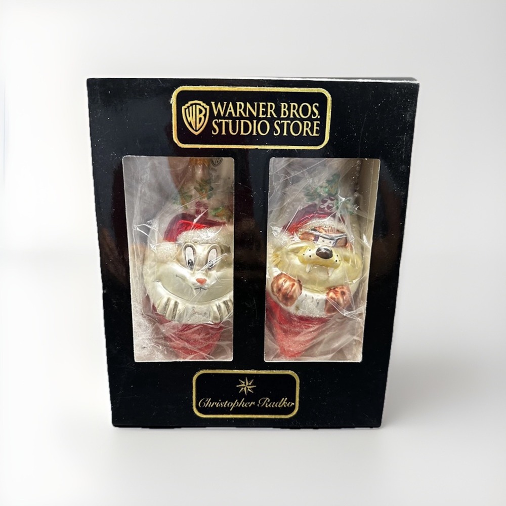 1996 CHRISTOPHER RADKO LOONY TUNES TAZ & BUGS STOCKING ORNAMENT SET